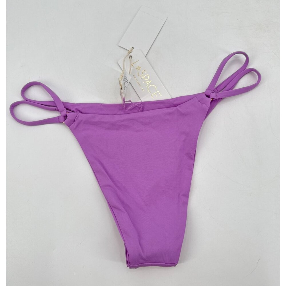 LSpace Bitsy Cut Purple Bikini Bottom Size Small Double Strap Detail